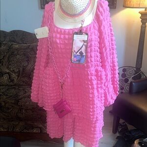 Chic pink Textured Dress s L